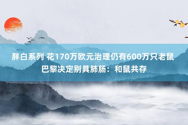 胖白系列 花170万欧元治理仍有600万只老鼠 巴黎决定别具肺肠：和鼠共存