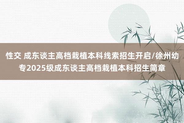 性交 成东谈主高档栽植本科线索招生开启/徐州幼专2025级成东谈主高档栽植本科招生简章
