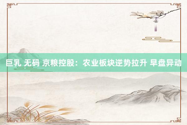 巨乳 无码 京粮控股：农业板块逆势拉升 早盘异动