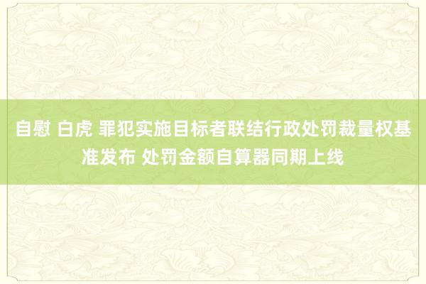 自慰 白虎 罪犯实施目标者联结行政处罚裁量权基准发布 处罚金额自算器同期上线